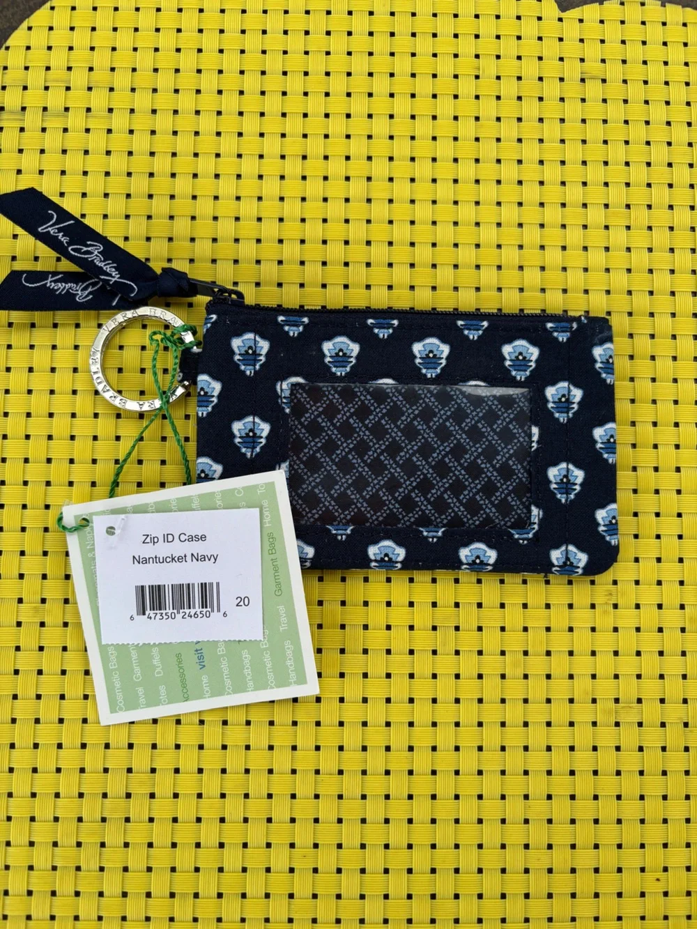 Vera Bradley Nantucket Navy Zip ID Card Case NWT